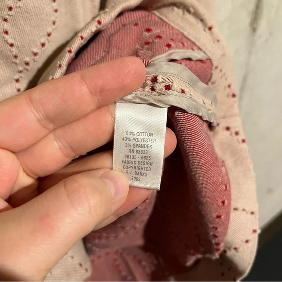 CJ Banks Shirt Jacket Womens Size 1X Beige Red Preppy Stretch - Picture 5 of 8